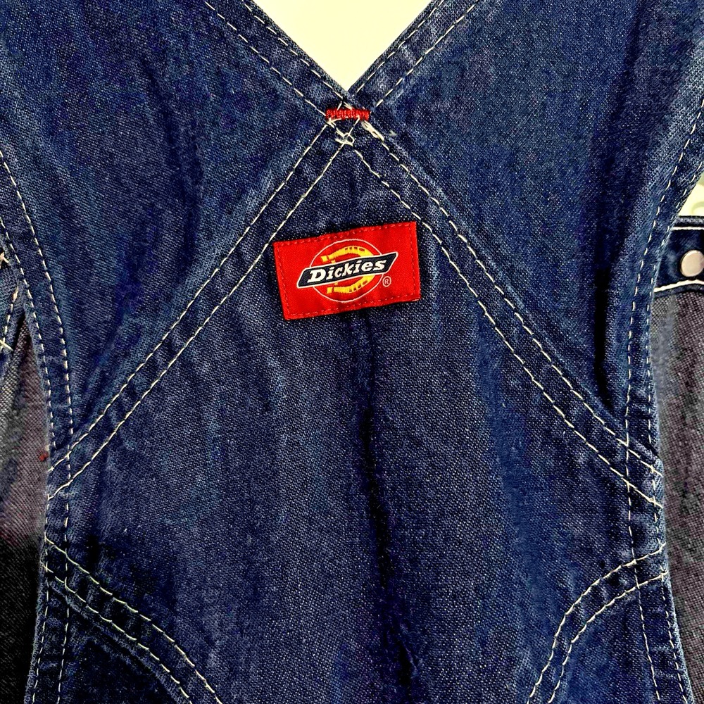 Dickies Denim Bib Overalls Men 36X26 Dark Wash Carpenter Workwear Heavy Duty - Picture 4 of 9